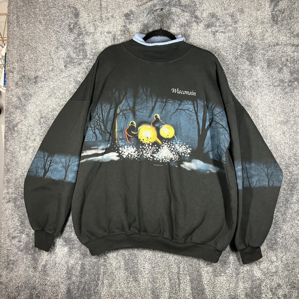 Art Unlimited Vintage Sweatshirt Mens 3XL Black Pullover Wisconsin Graphic